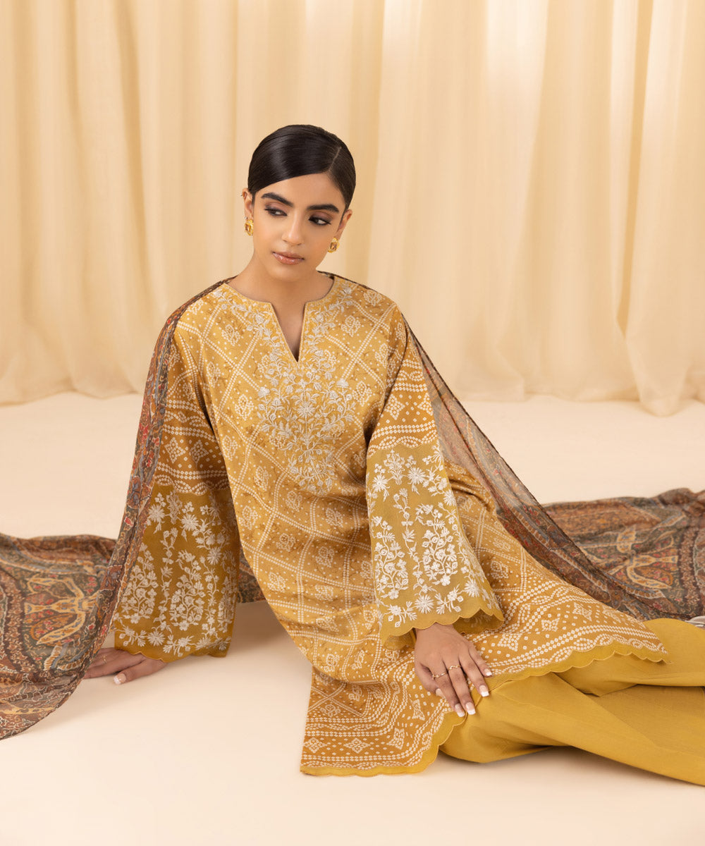 Sapphire 3 Piece Custom Stitched Suit - Yellow - LB288151