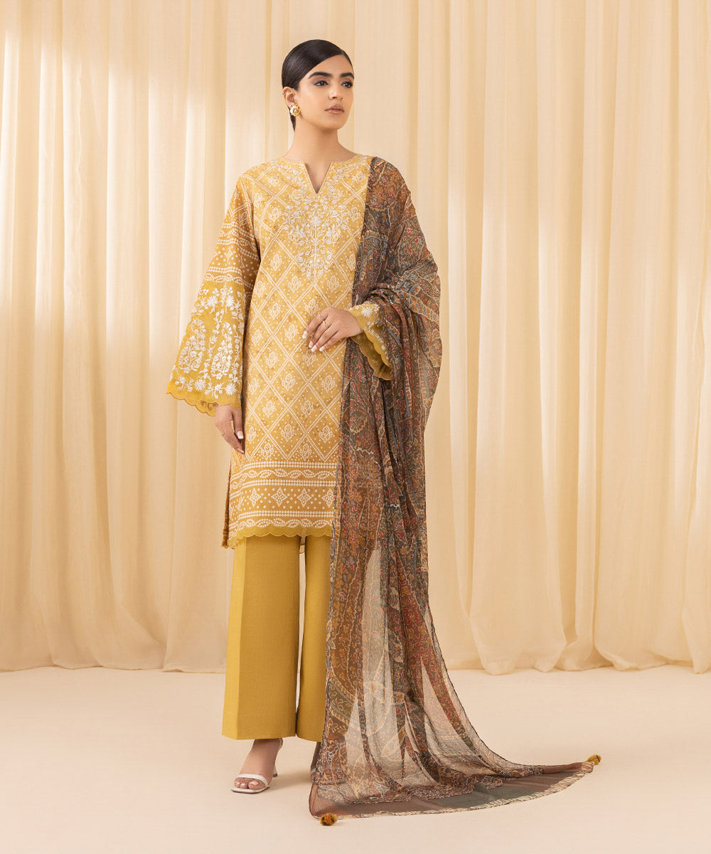 Sapphire 3 Piece Custom Stitched Suit - Yellow - LB288151