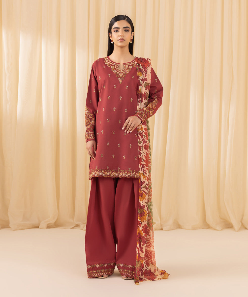 Sapphire 3 Piece Custom Stitched Suit - Red - LB288149