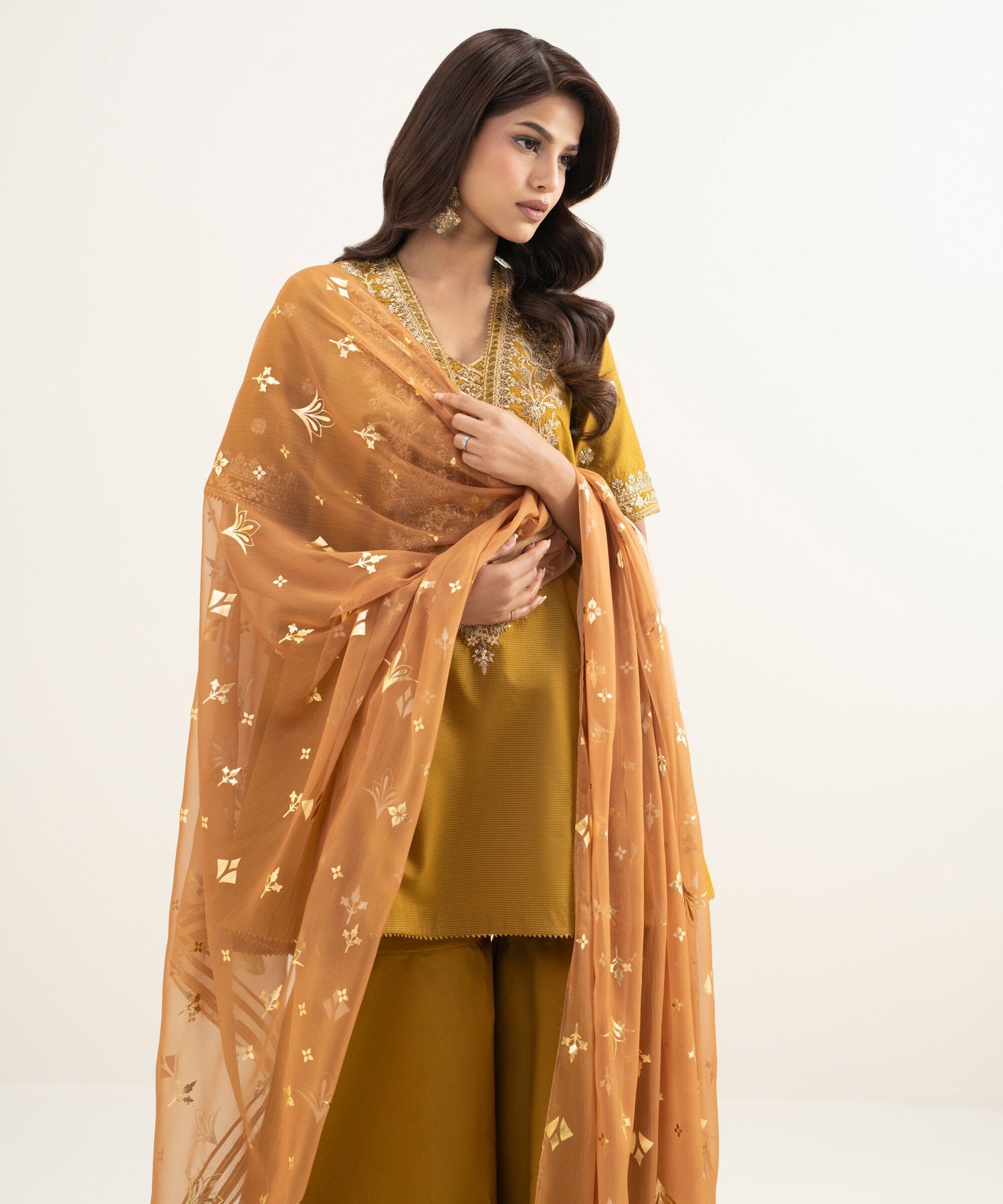 Sapphire 3 Piece Custom Stitched Suit - Mustard - LB31399