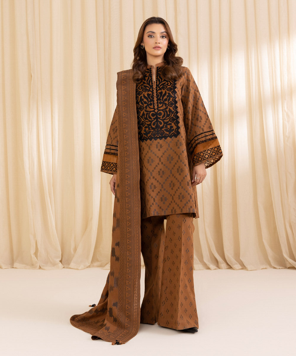 Sapphire 3 Piece Custom Stitched Suit - Brown - LB289200