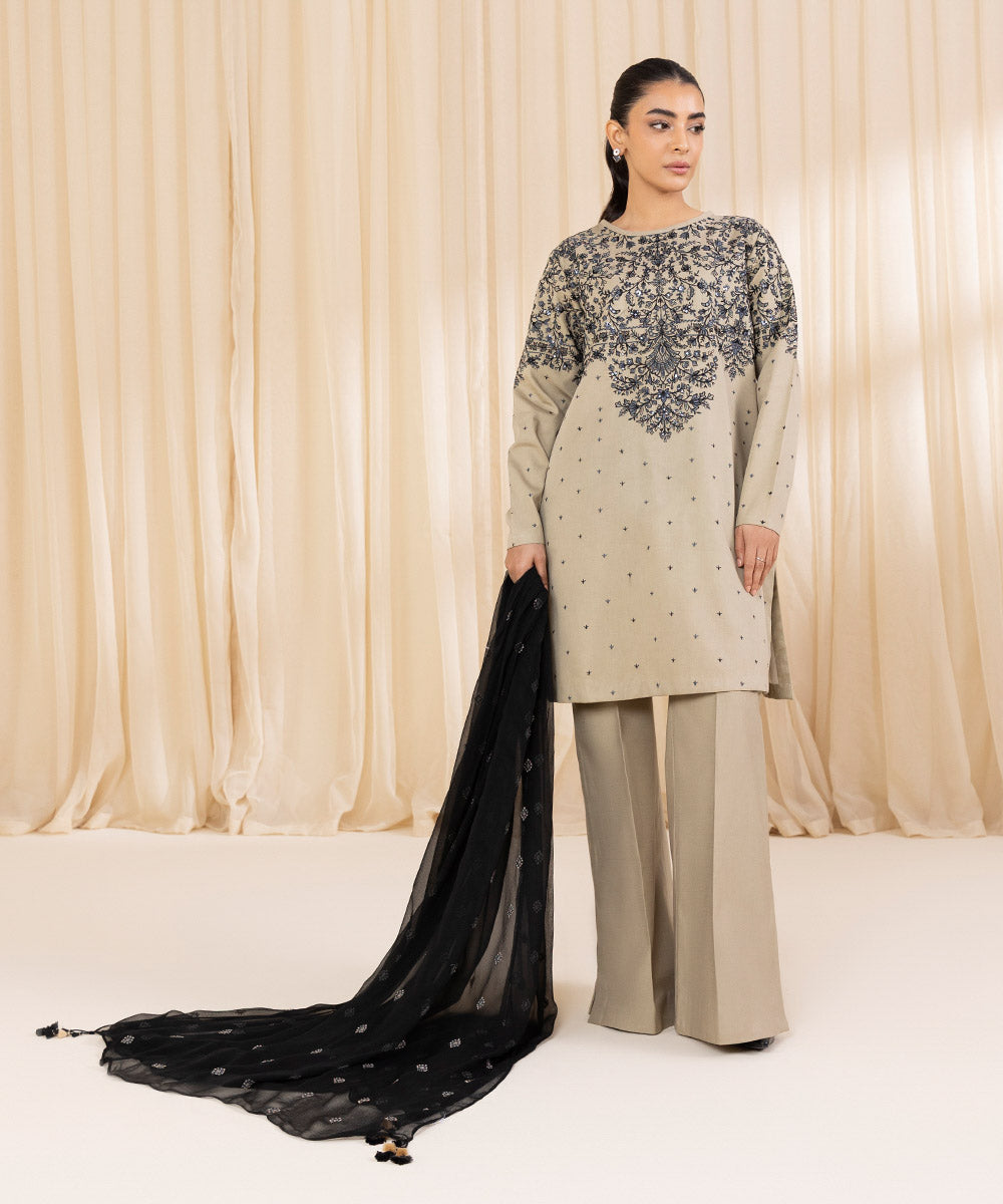 Sapphire 3 Piece Custom Stitched Suit - Beige - LB289303