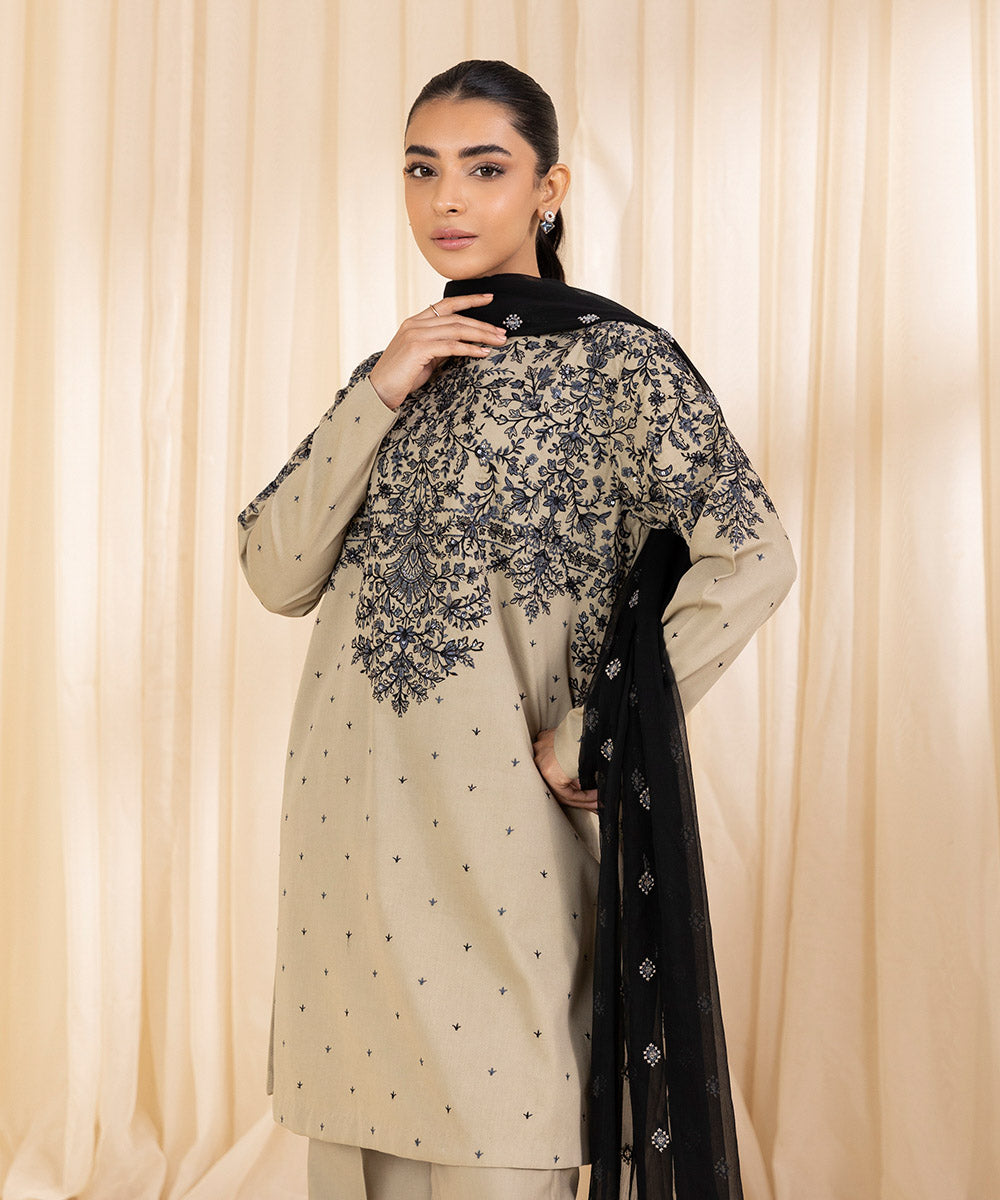 Sapphire 3 Piece Custom Stitched Suit - Beige - LB289303