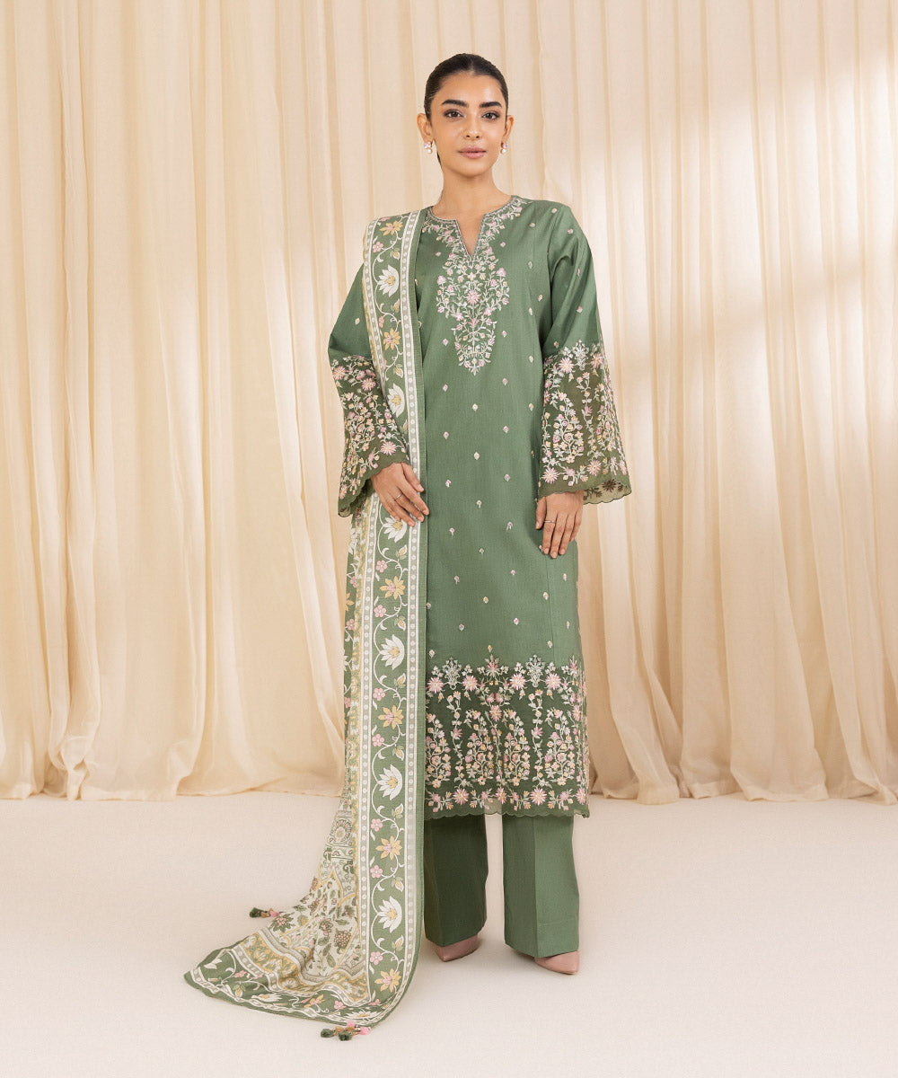 Sapphire 3 Piece Custom Stitched Suit - Green - LB289213