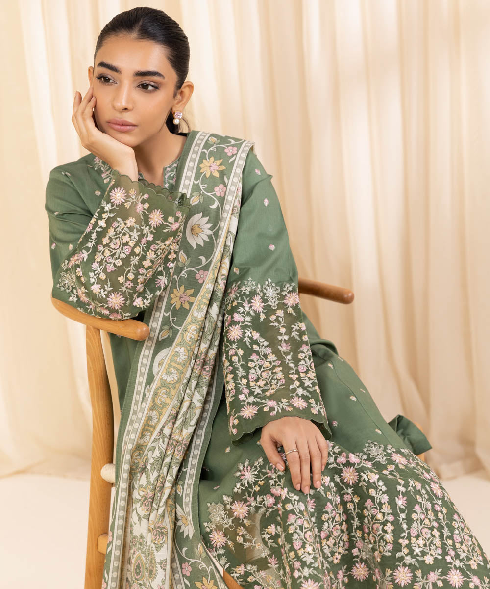 Sapphire 3 Piece Custom Stitched Suit - Green - LB289213