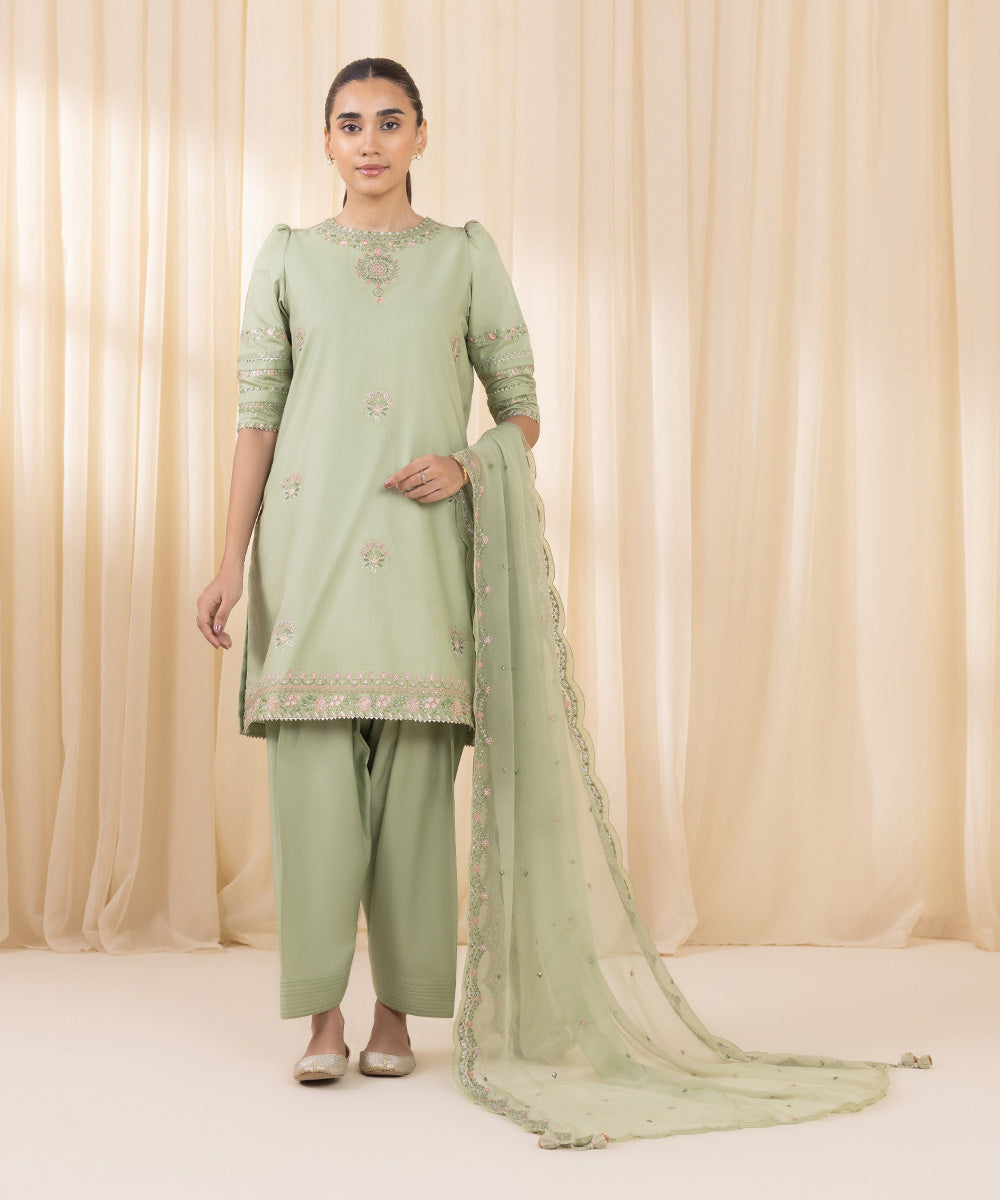 Sapphire 3 Piece Custom Stitched Suit - Green - LB289207