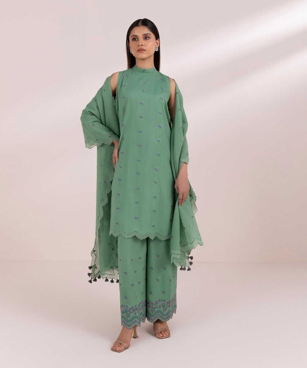 Sapphire 3 Piece Custom Stitched Suit - Green - LB287673