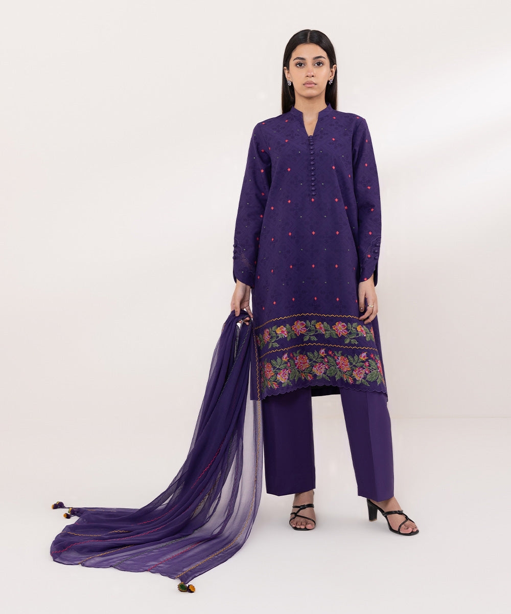 Sapphire 3 Piece Custom Stitched Suit - Purple - LB287585