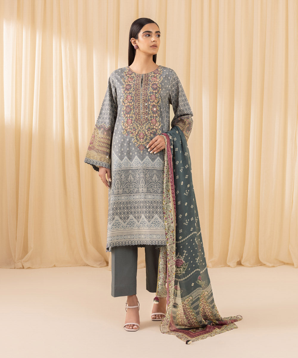 Sapphire 3 Piece Custom Stitched Suit - Gray - LB288126