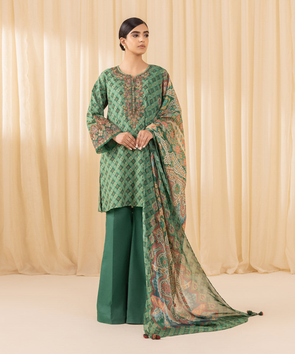 Sapphire 3 Piece Custom Stitched Suit - Green - LB288125