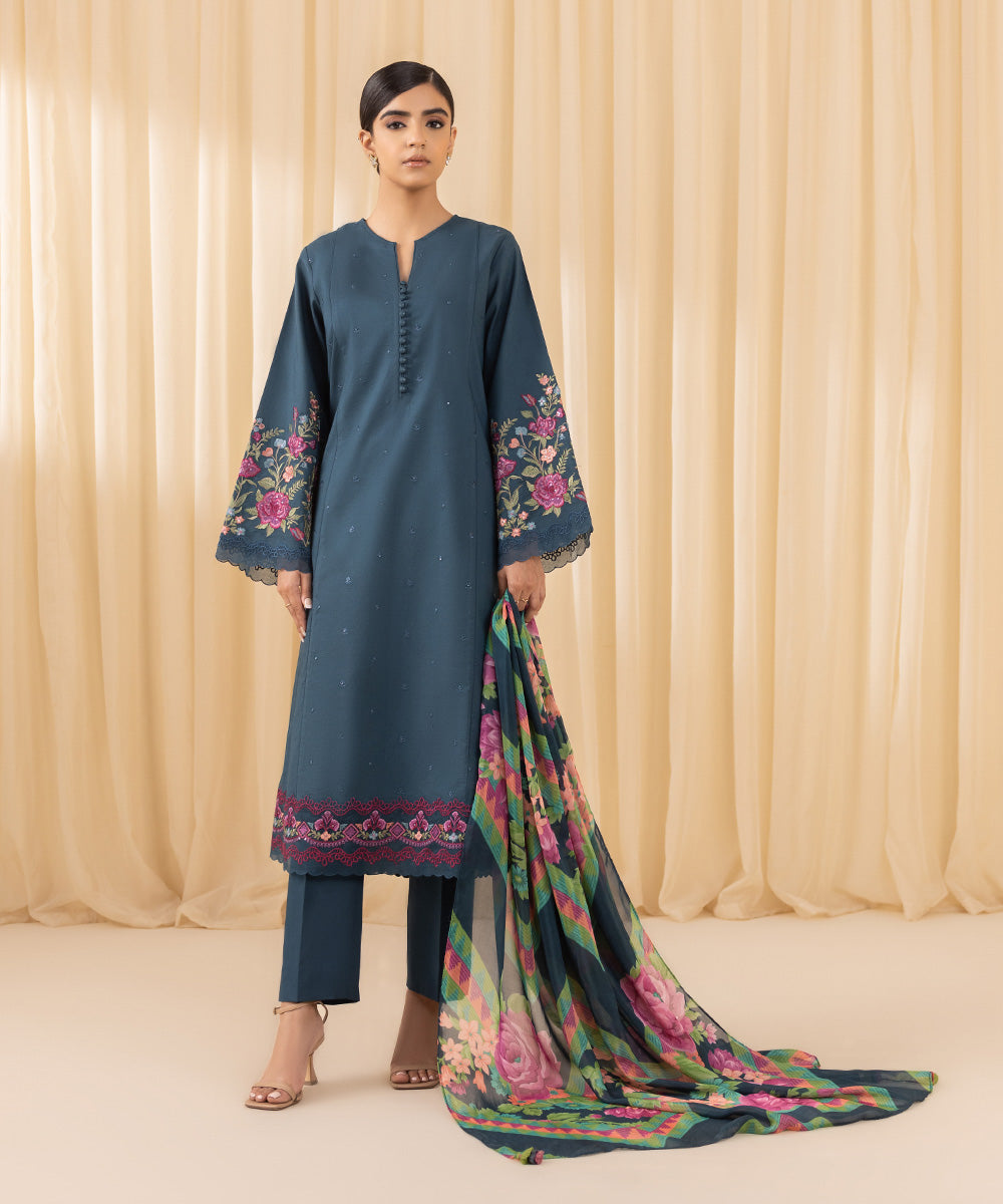 Sapphire 3 Piece Custom Stitched Suit - Blue - LB288120