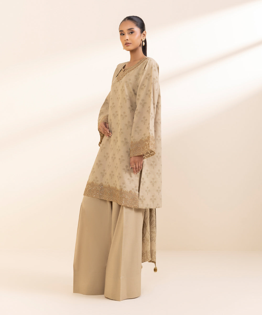 Sapphire 3 Piece Custom Stitched Suit - Beige - LB288563