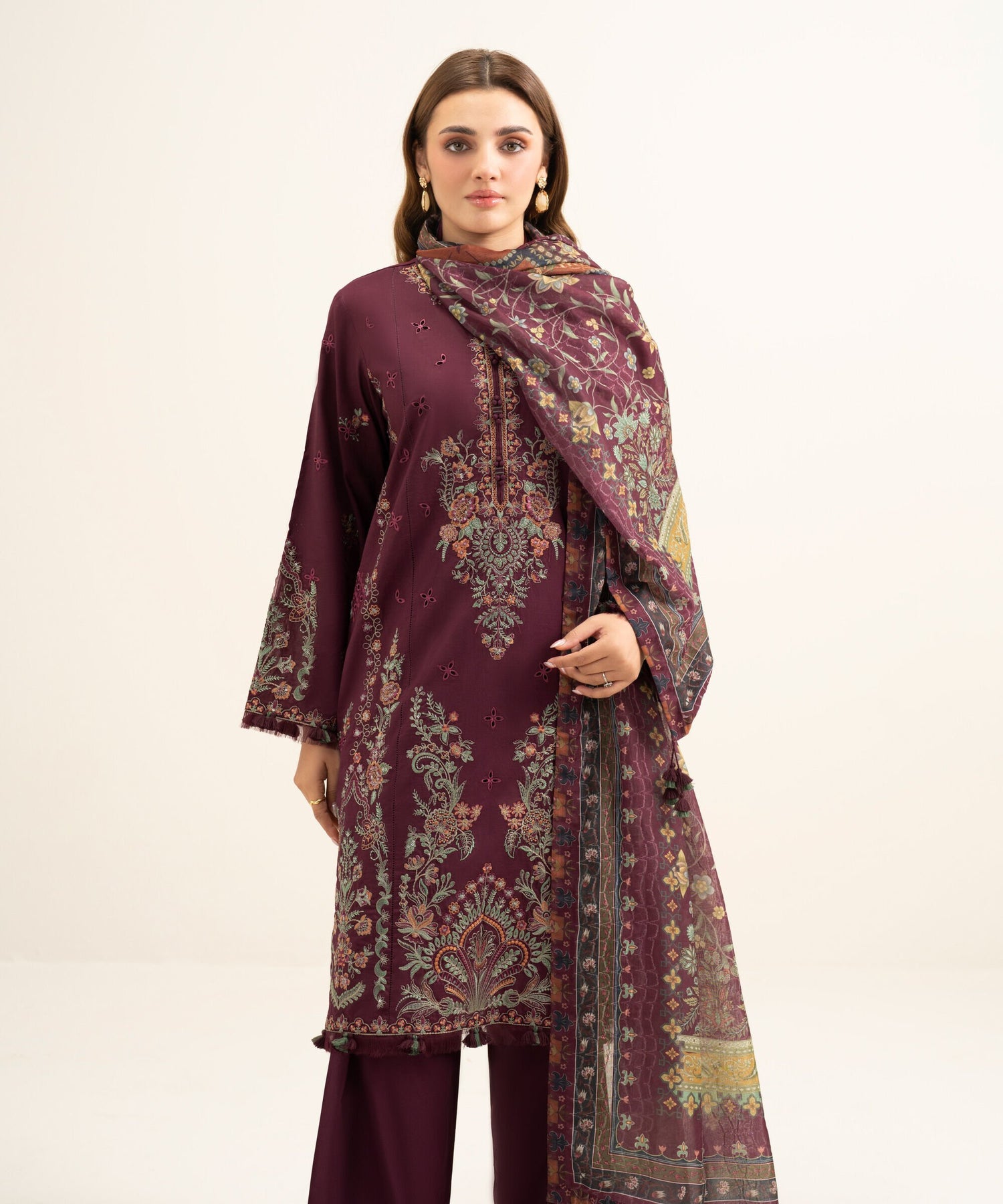 Sapphire 3 Piece Custom Stitched Suit - Plum - LB31262