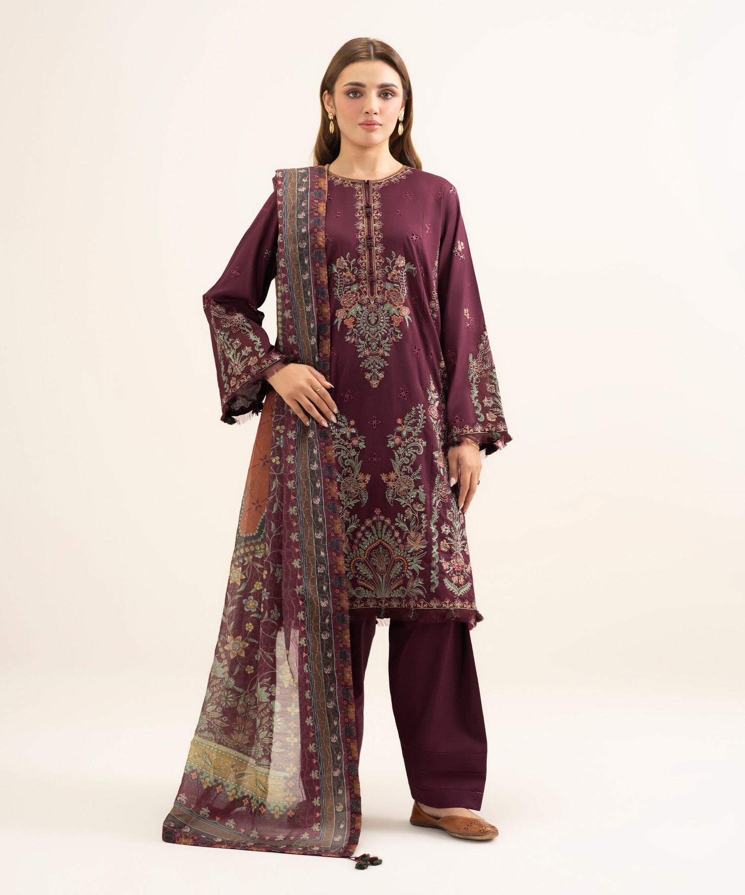 Sapphire 3 Piece Custom Stitched Suit - Plum - LB31262