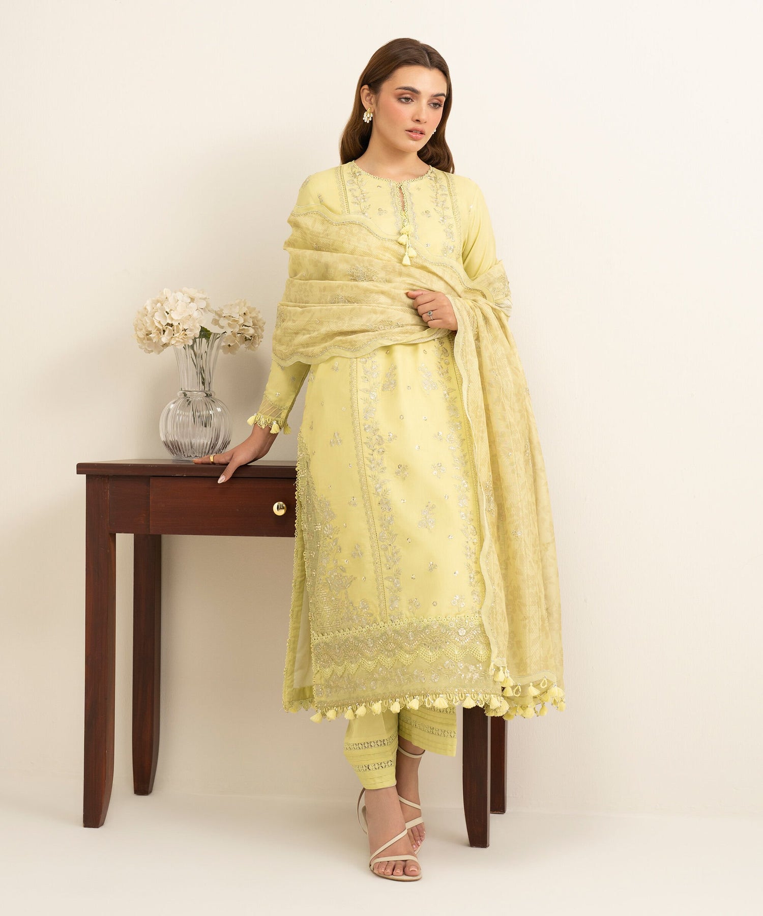 Sapphire 3 Piece Custom Stitched Suit - Yellow - LB31286
