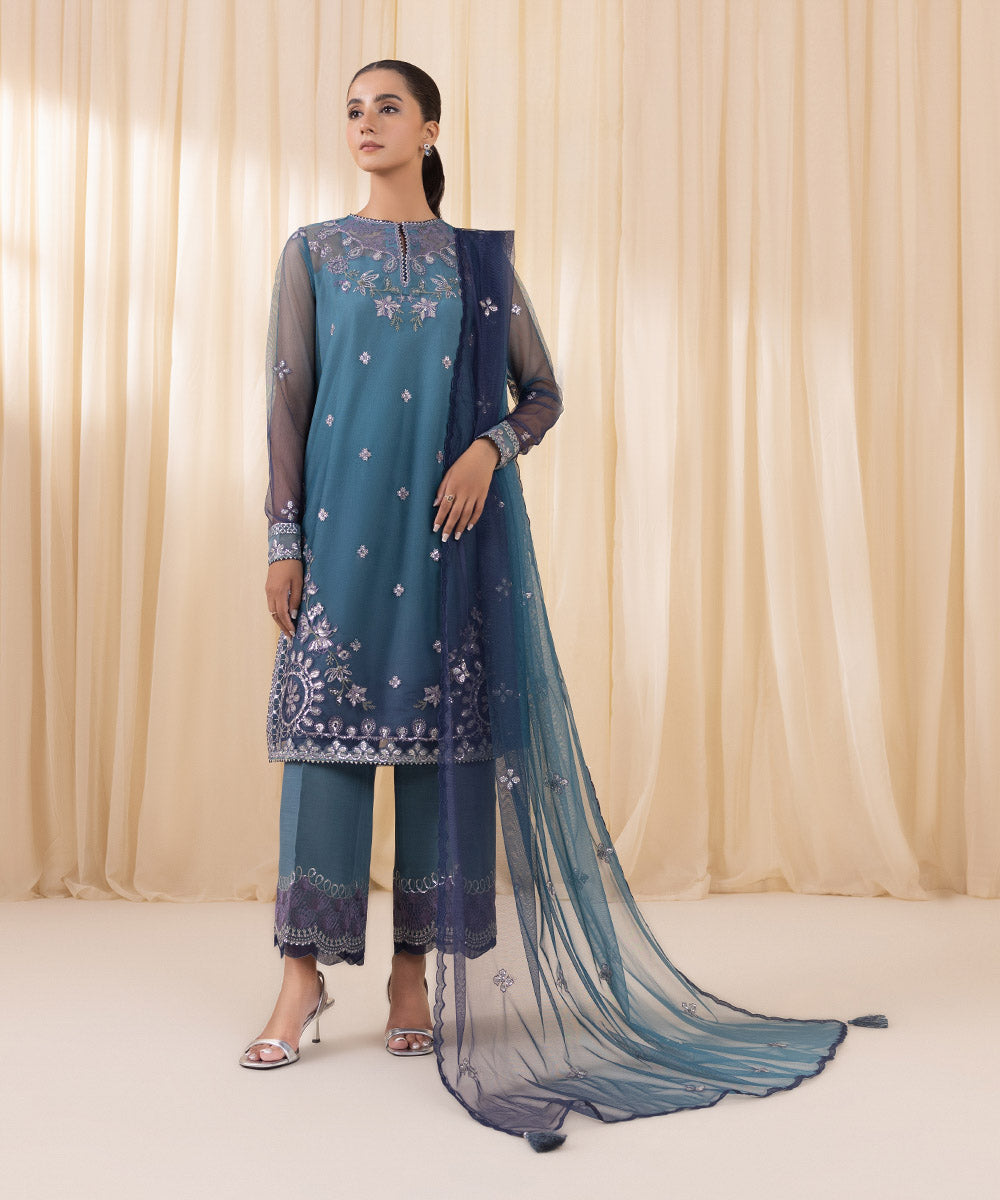 Sapphire 3 Piece Custom Stitched Suit - Blue - LB289225