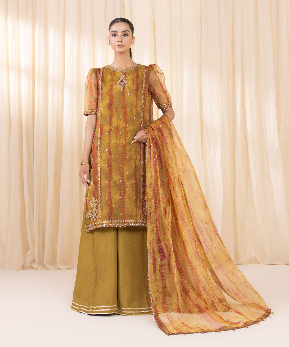 Sapphire 3 Piece Custom Stitched Suit - Mustard - LB289227