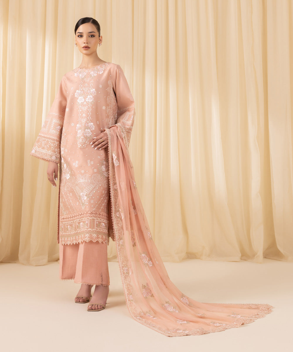 Sapphire 3 Piece Custom Stitched Suit - Peach - LB288184