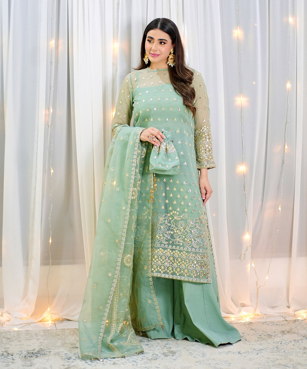 Sapphire 3 Piece Custom Stitched Suit - Aqua - LB288081