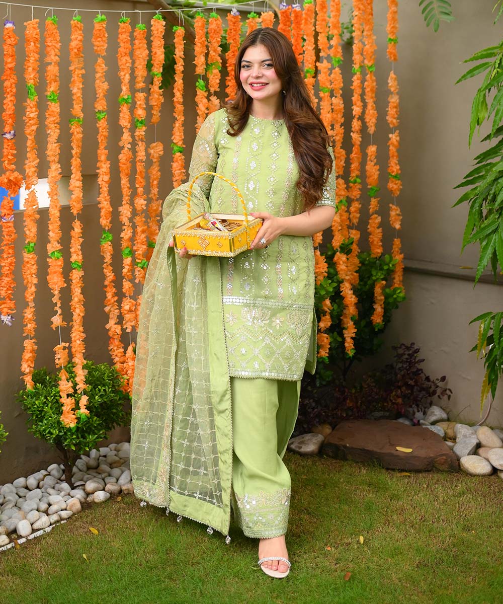 Sapphire 3 Piece Custom Stitched Suit - Green - LB288182