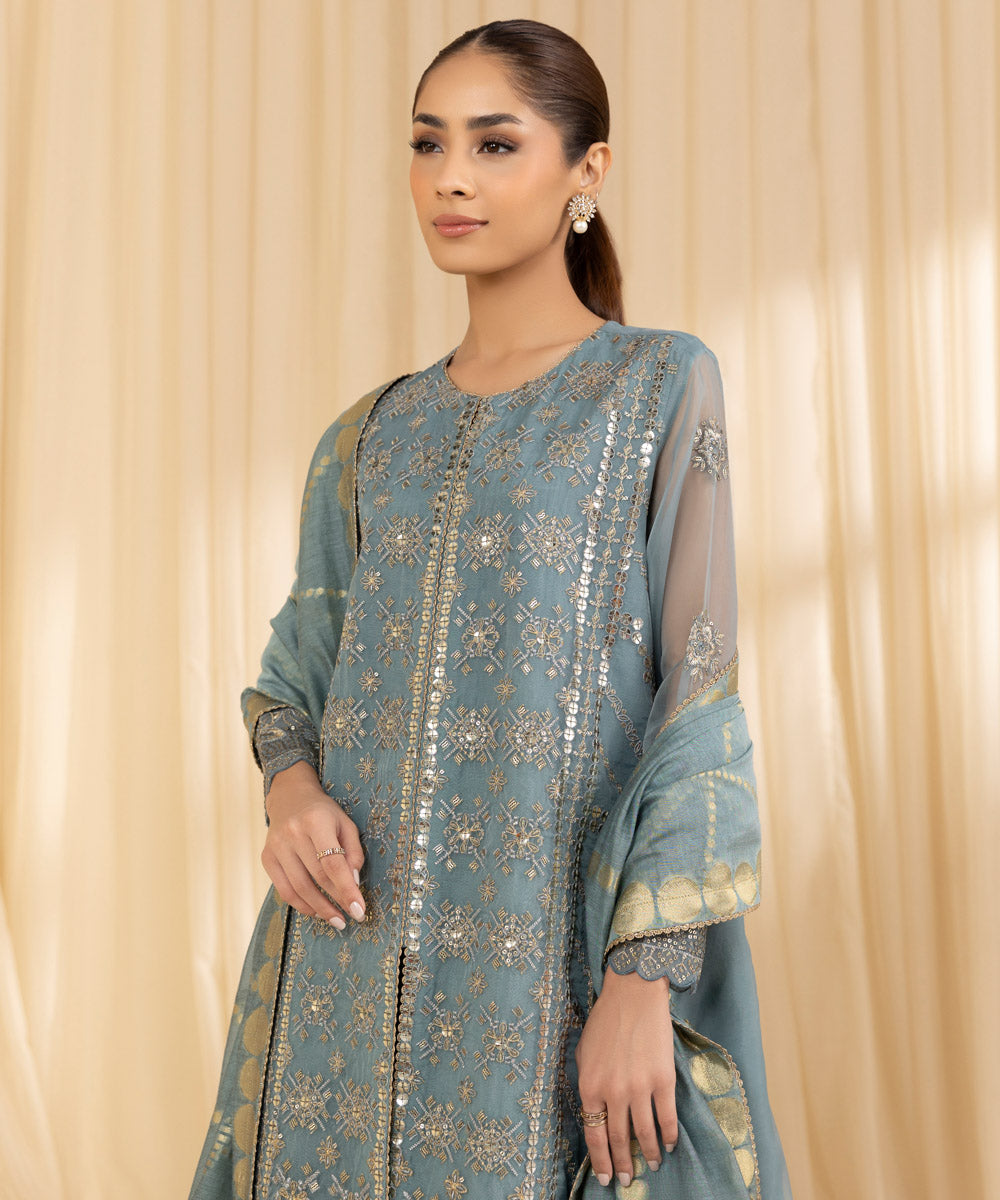 Sapphire 3 Piece Custom Stitched Suit - Blue - LB288626