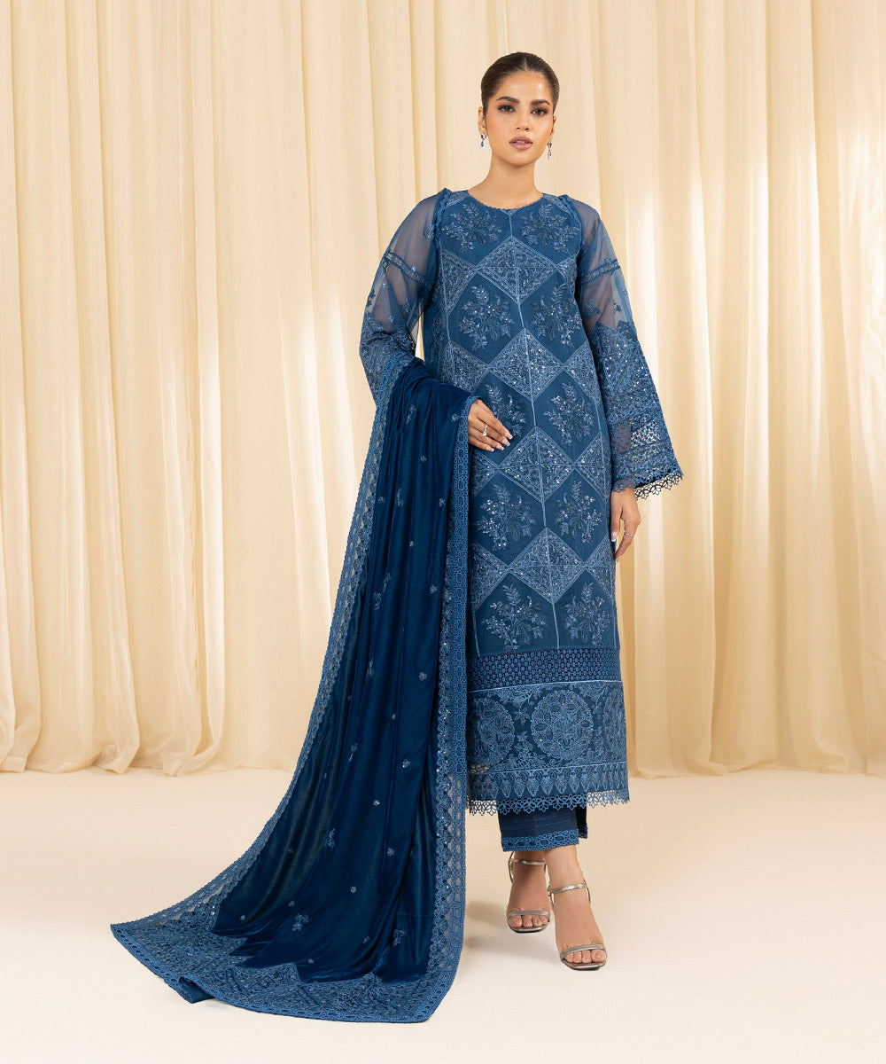 Sapphire 3 Piece Custom Stitched Suit - Blue - LB288200