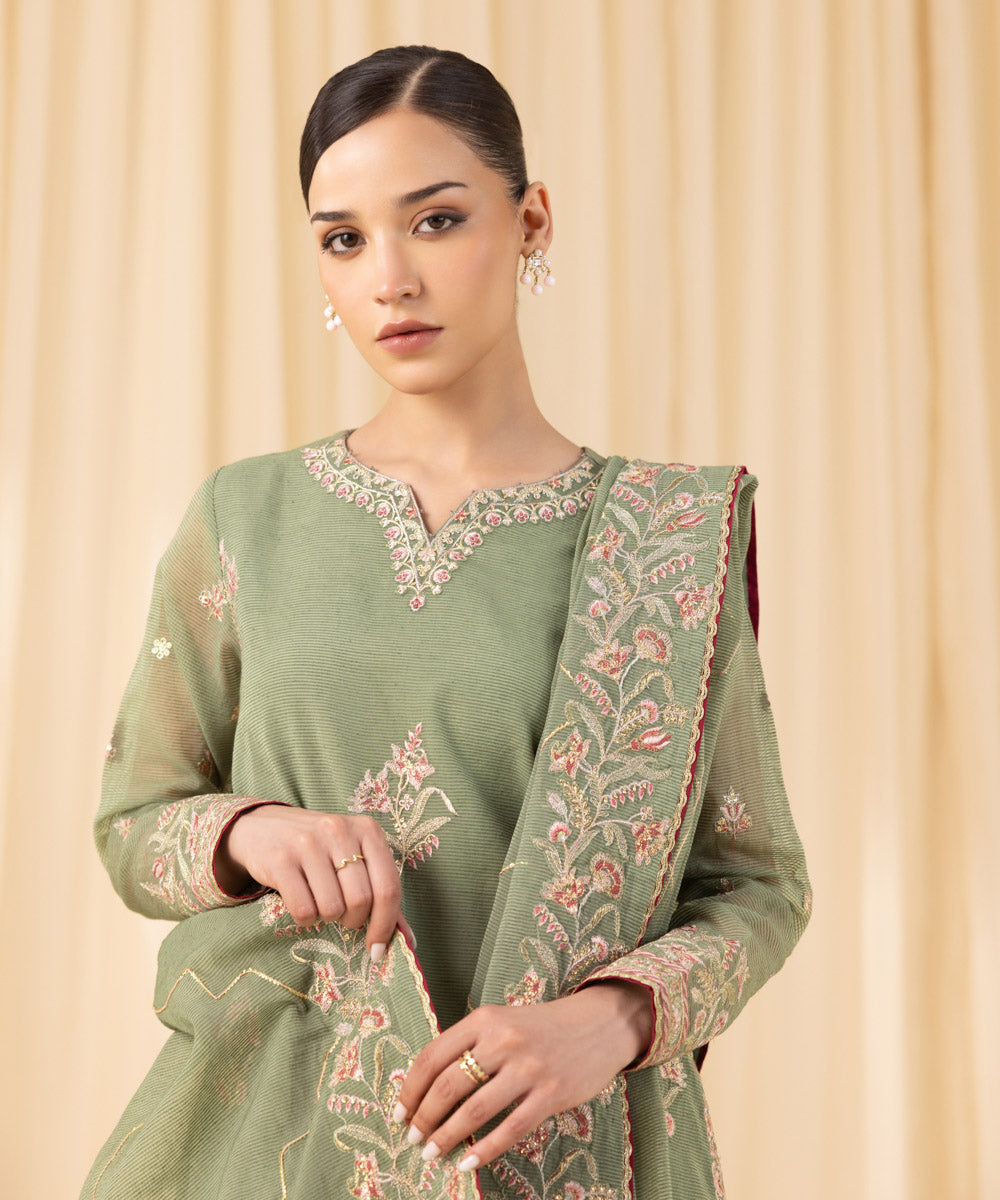 Sapphire 3 Piece Custom Stitched Suit - Green - LB288198