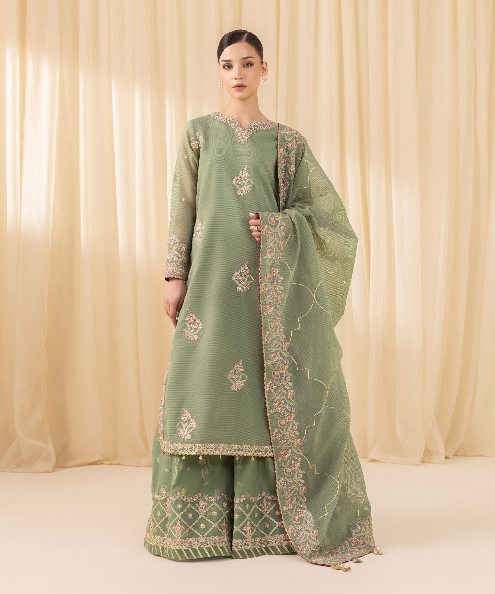 Sapphire 3 Piece Custom Stitched Suit - Green - LB288198