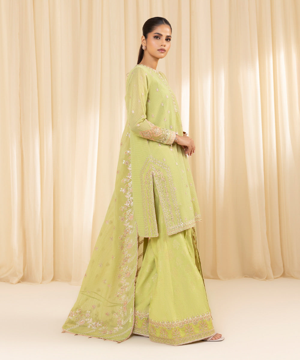 Sapphire 3 Piece Custom Stitched Suit - Green - LB288197