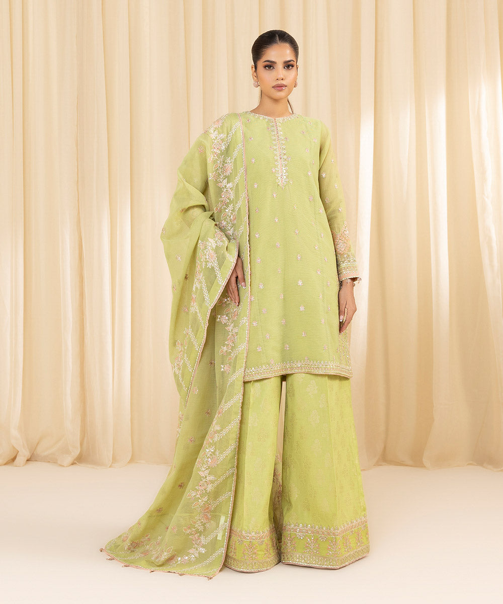 Sapphire 3 Piece Custom Stitched Suit - Green - LB288197