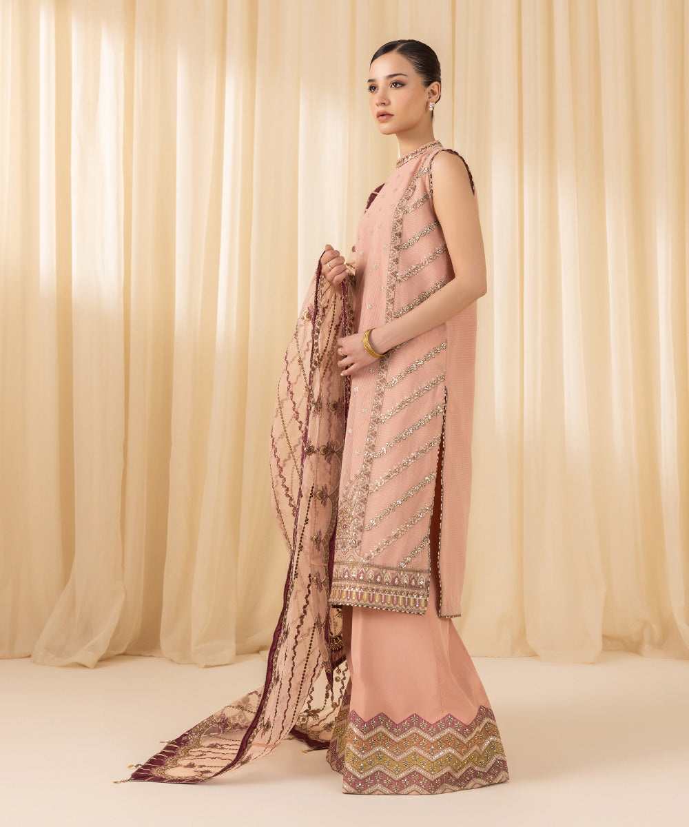 Sapphire 3 Piece Custom Stitched Suit - Peach - LB288196