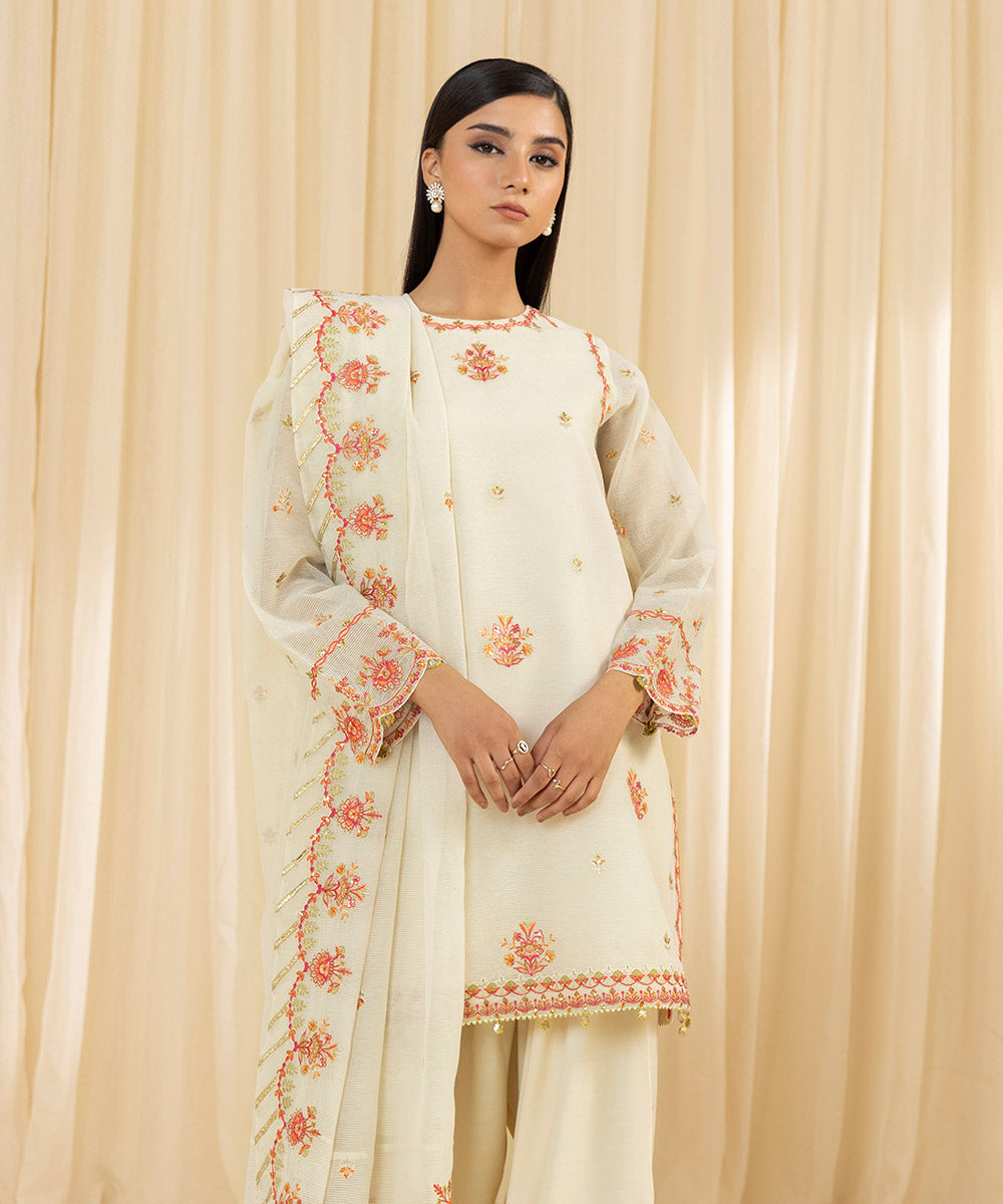 Sapphire 3 Piece Custom Stitched Suit - Off-White - LB288195