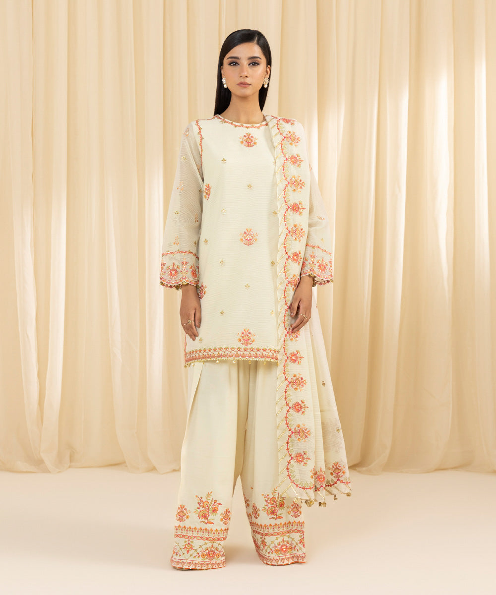 Sapphire 3 Piece Custom Stitched Suit - Off-White - LB288195