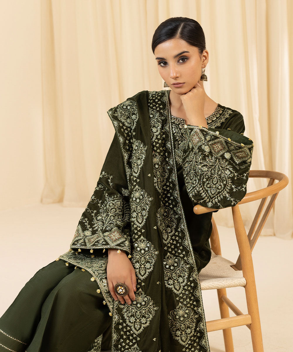 Sapphire 3 Piece Custom Stitched Suit - Green - LB288096