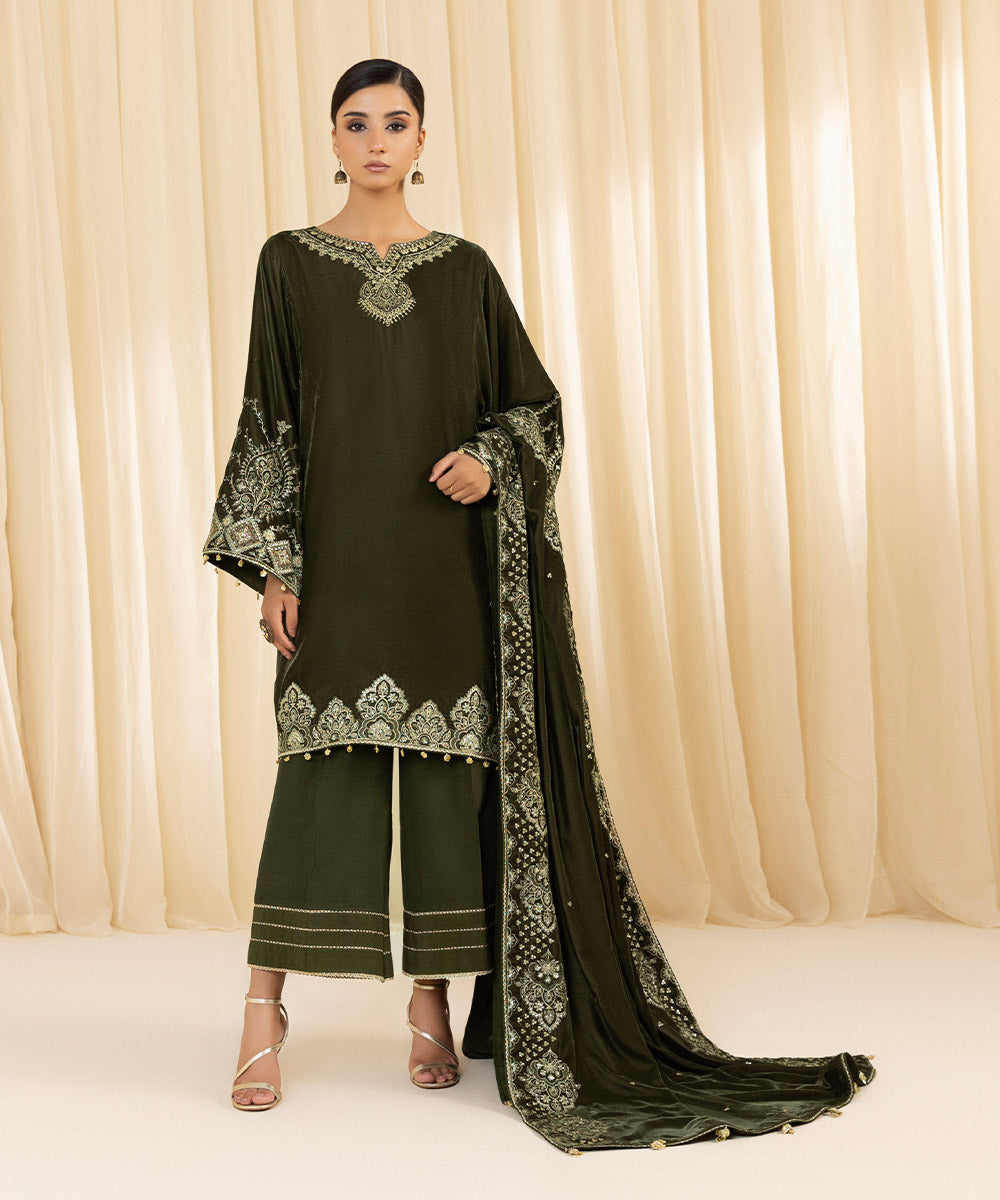 Sapphire 3 Piece Custom Stitched Suit - Green - LB288096