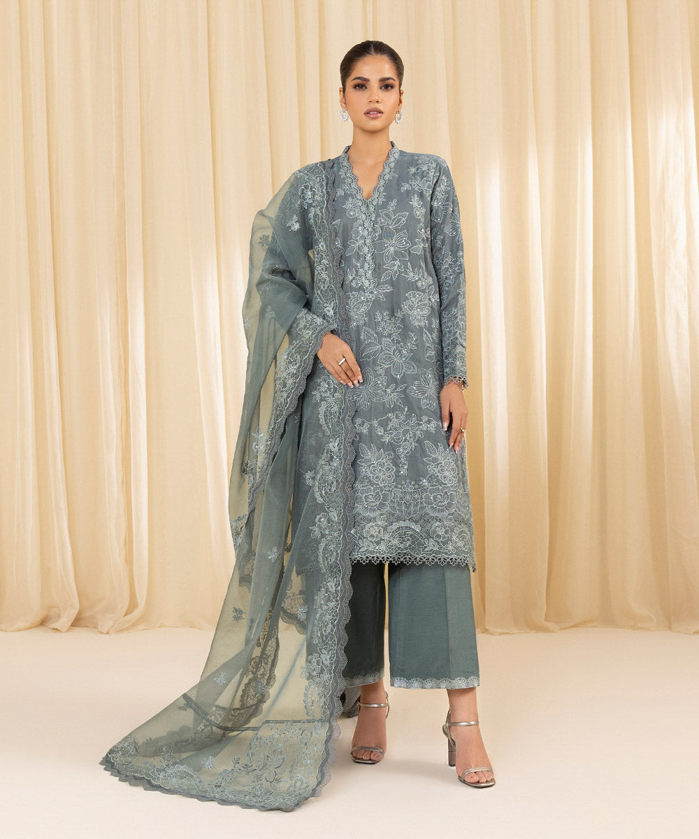 Sapphire 3 Piece Custom Stitched Suit - Gray - LB288101