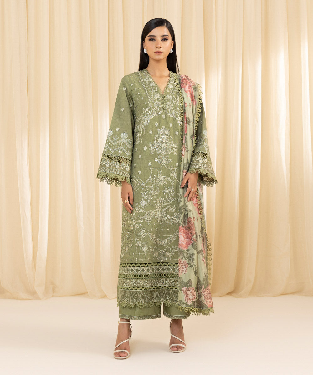 Sapphire 3 Piece Custom Stitched Suit - Green - LB288190