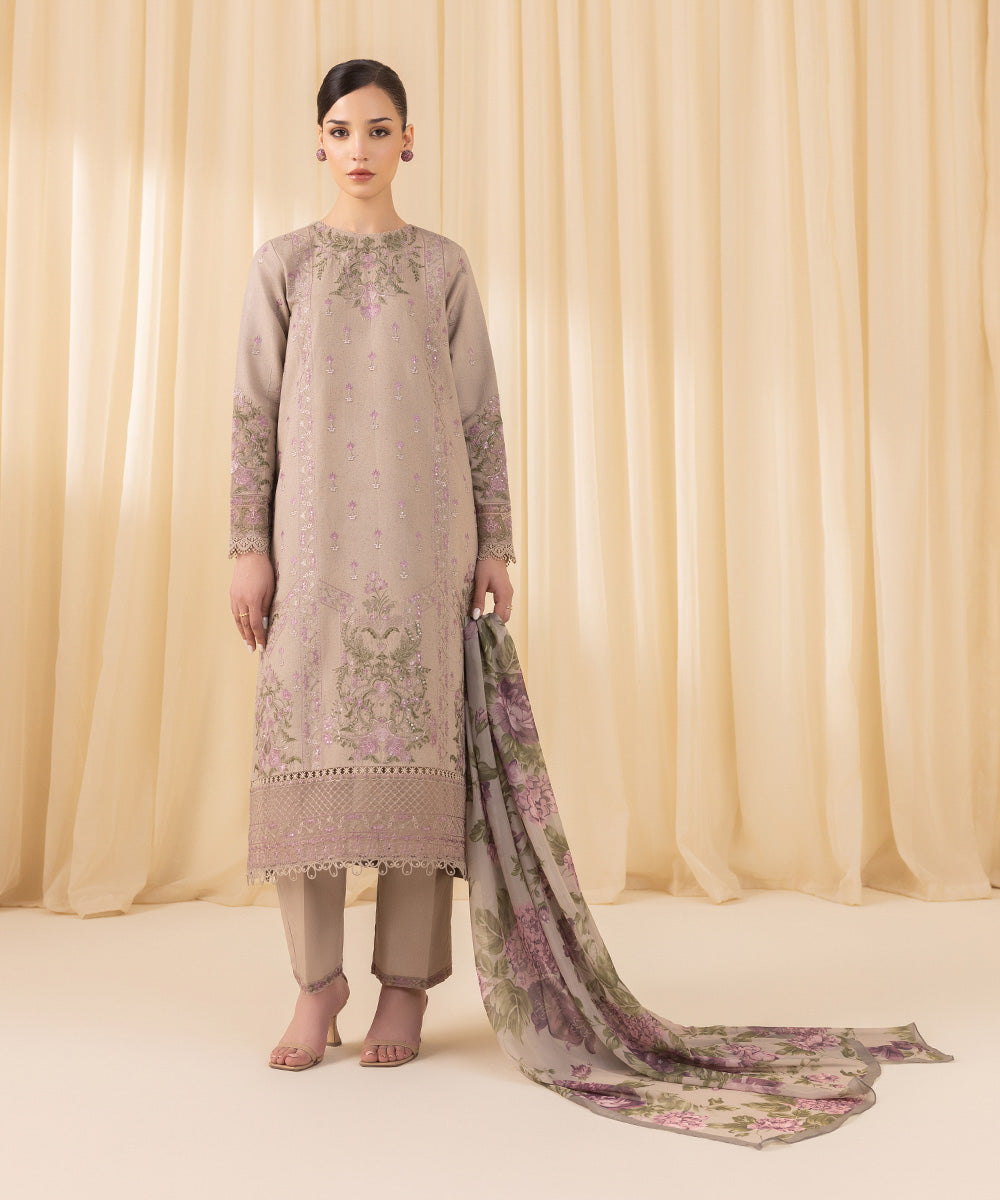 Sapphire 3 Piece Custom Stitched Suit - Beige - LB288189