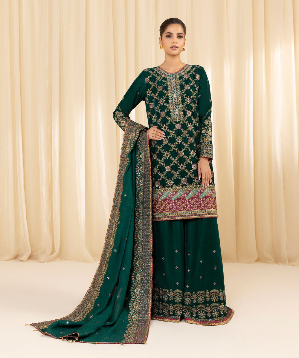 Sapphire 3 Piece Custom Stitched Suit - Green - LB288187