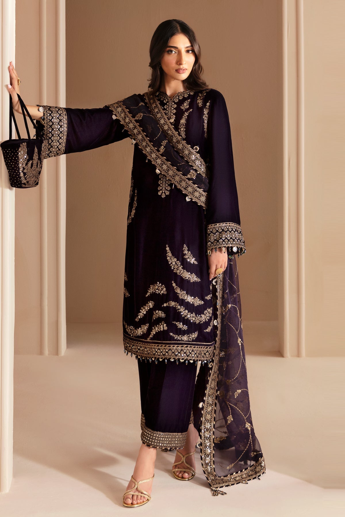 Libasco Jazmin 3 Piece Custom Stitched Suit - Purple - LB288348