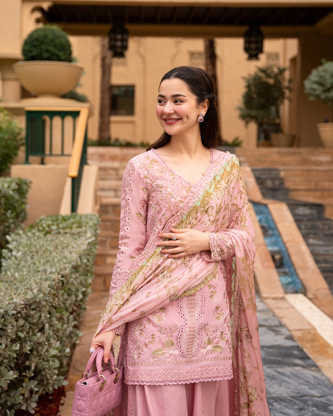 Faiza Saqlain 3 Piece Custom Stitched Suit - Pink - LB31612