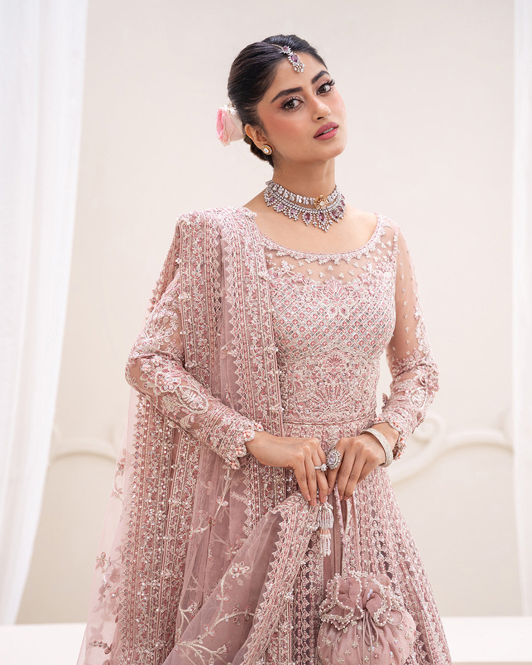 Faiza Saqlain 3 Piece Custom Stitched Suit - Pink - LB31350