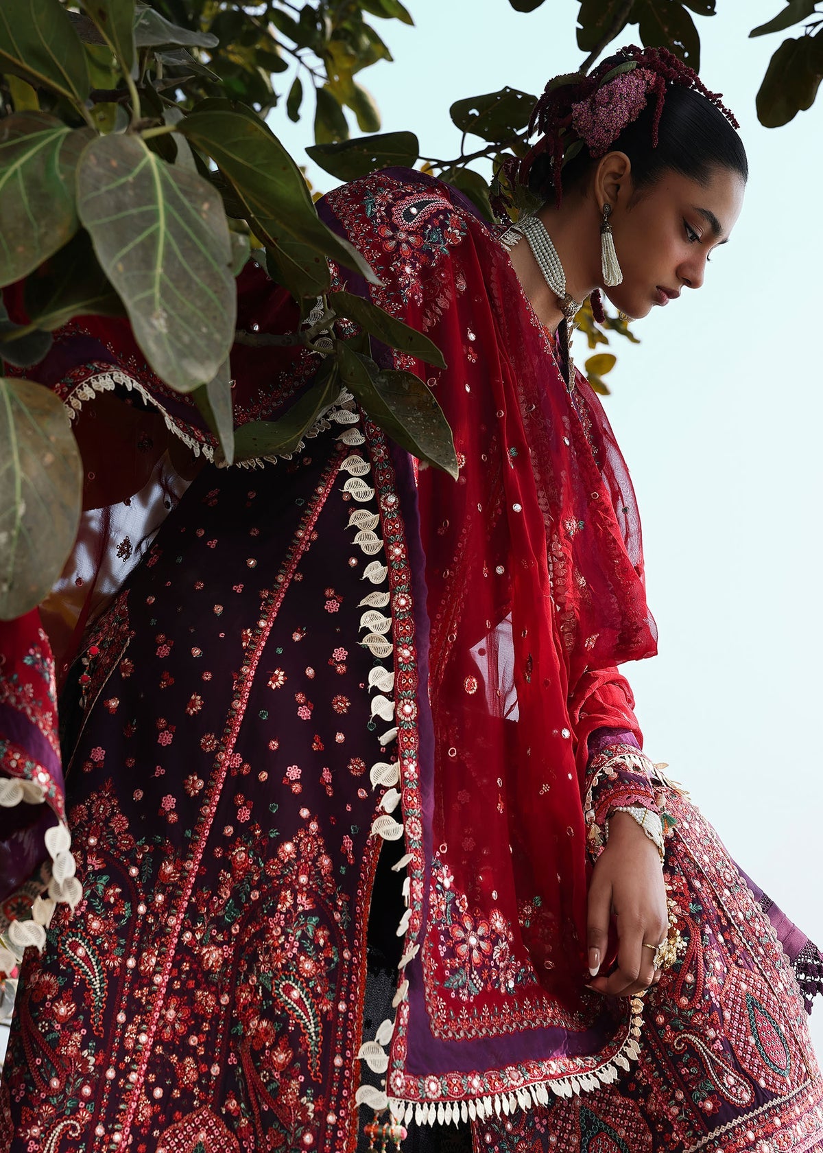 Hussain Rehar 3 Piece Custom Stitched Suit - Purple - LB31477