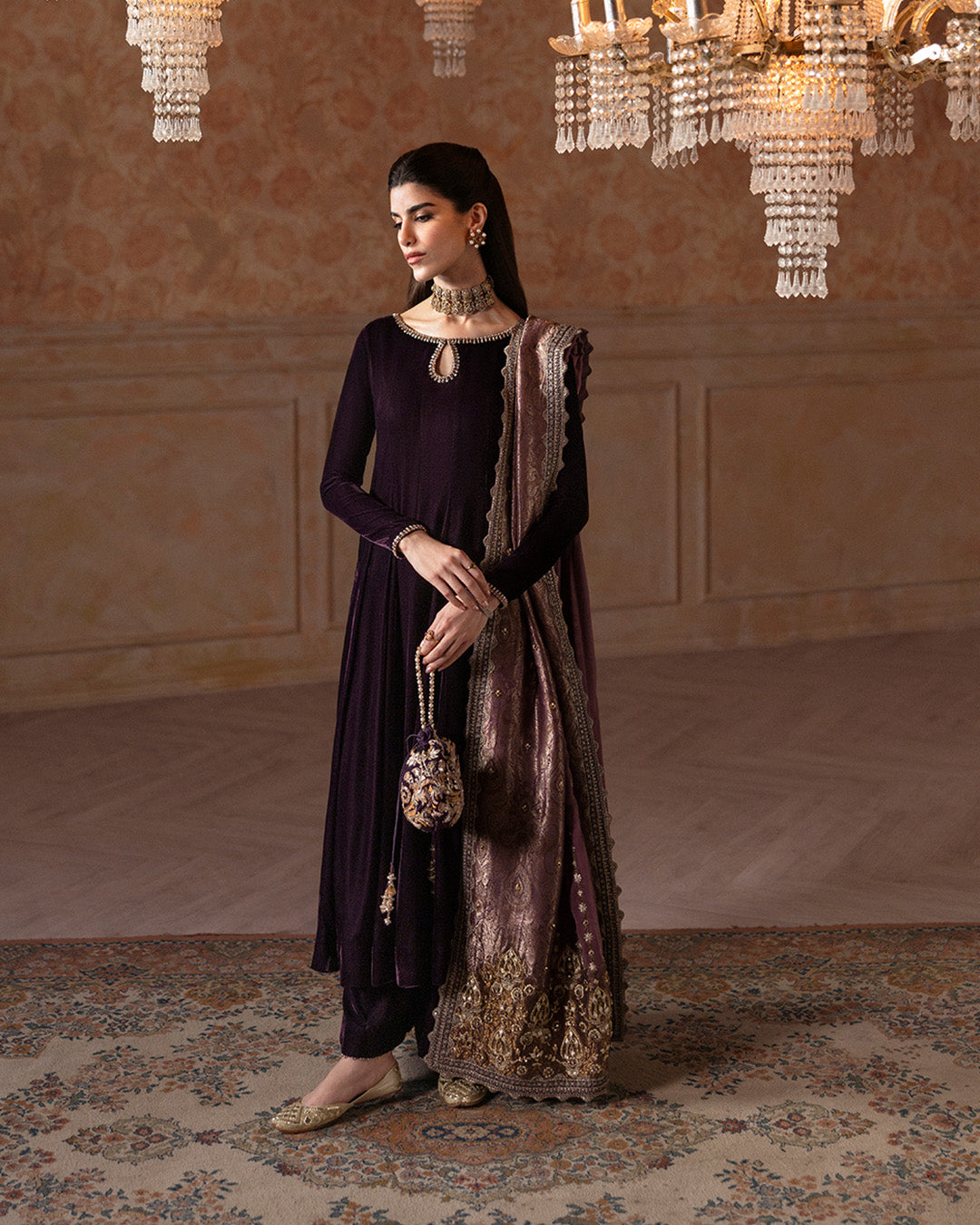 Faiza Saqlain 3 Piece Pret Suit - Purple - LB289151