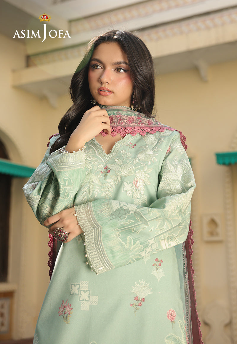 Asim Jofa 3 Piece Custom Stitched Suit - Green - LB29794