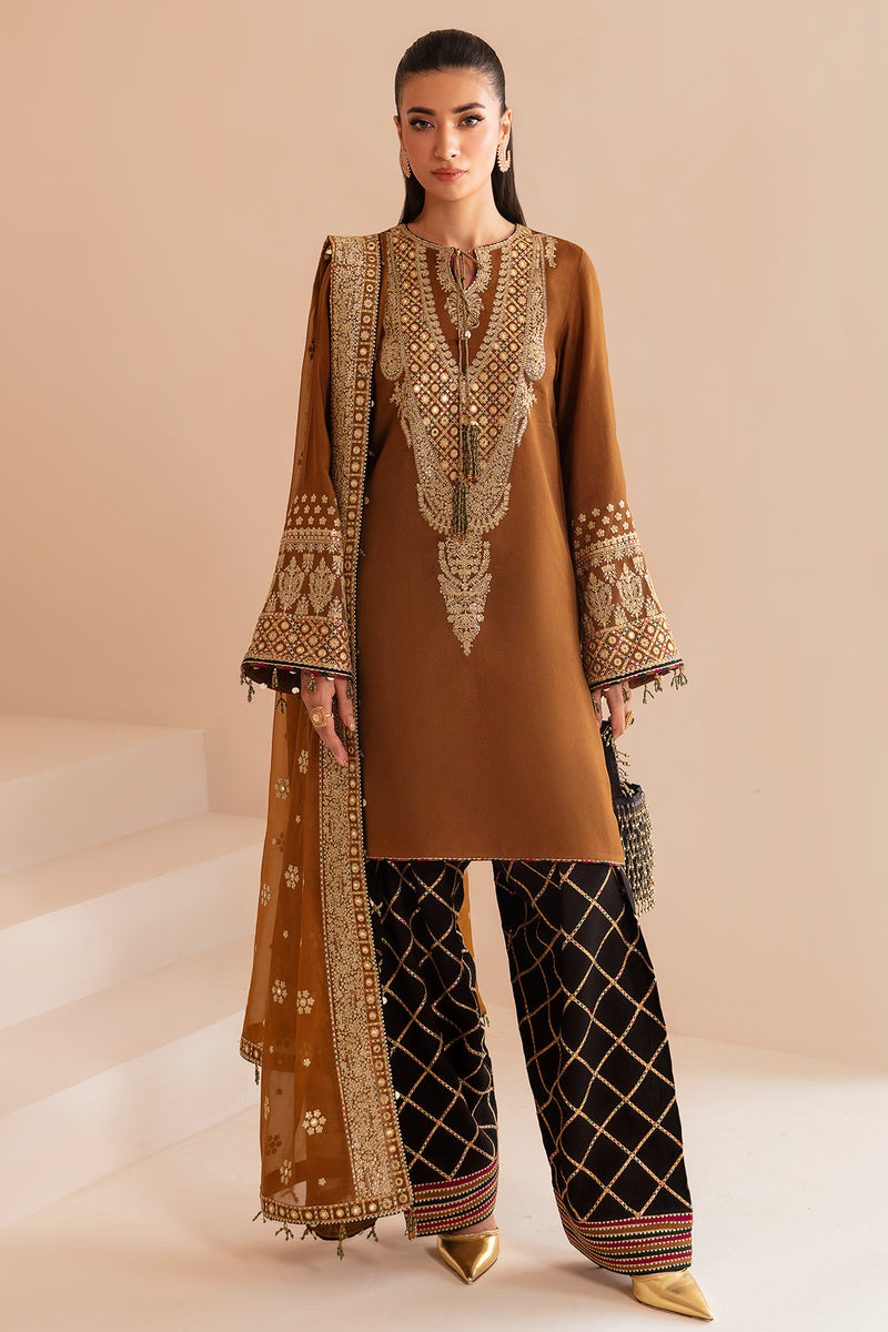 Jazmin 3 Piece Custom Stitched Suit - Brown - LB287811