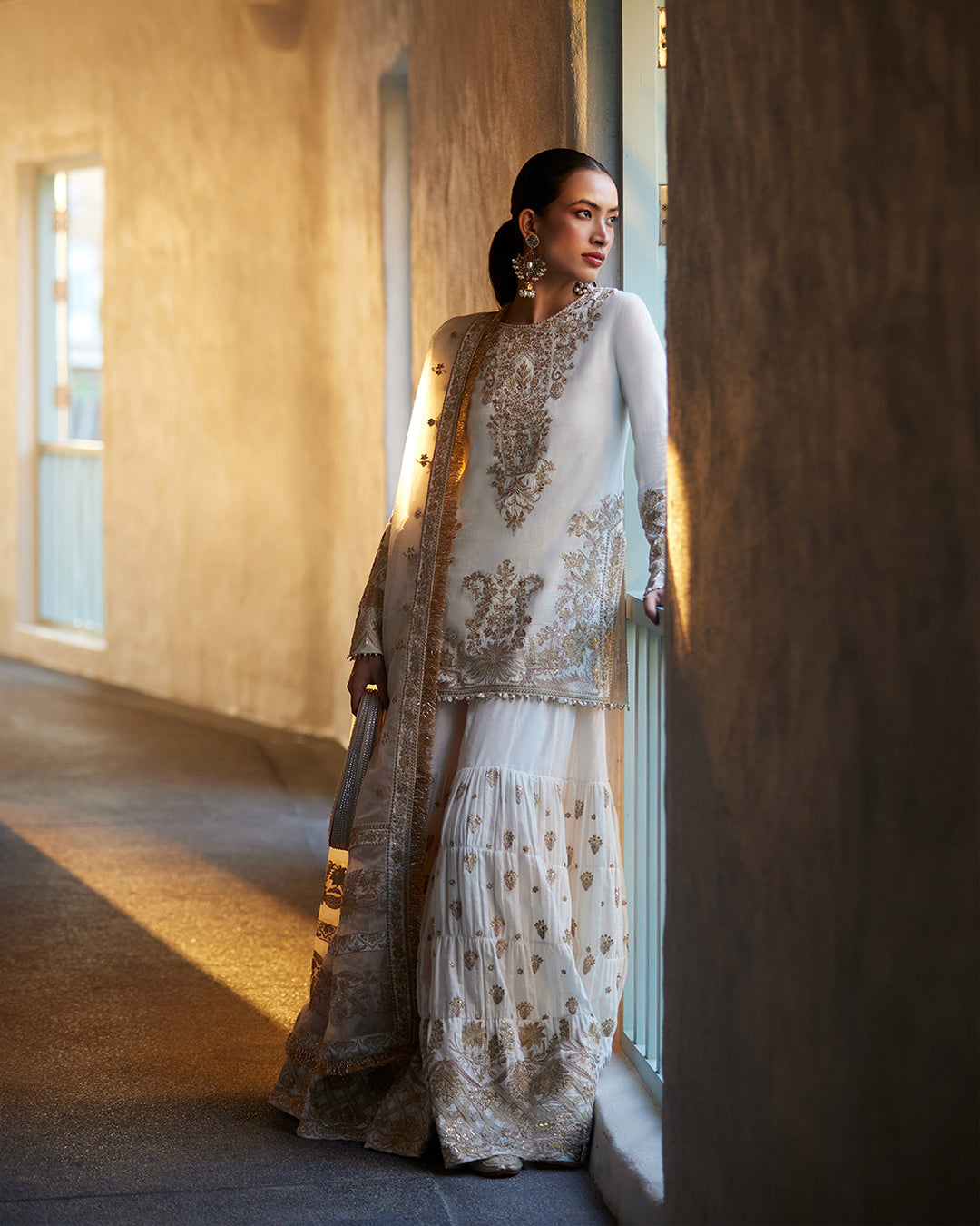 Faiza Saqlain 3 Piece Custom Stitched Suit - Off-White - LB286671