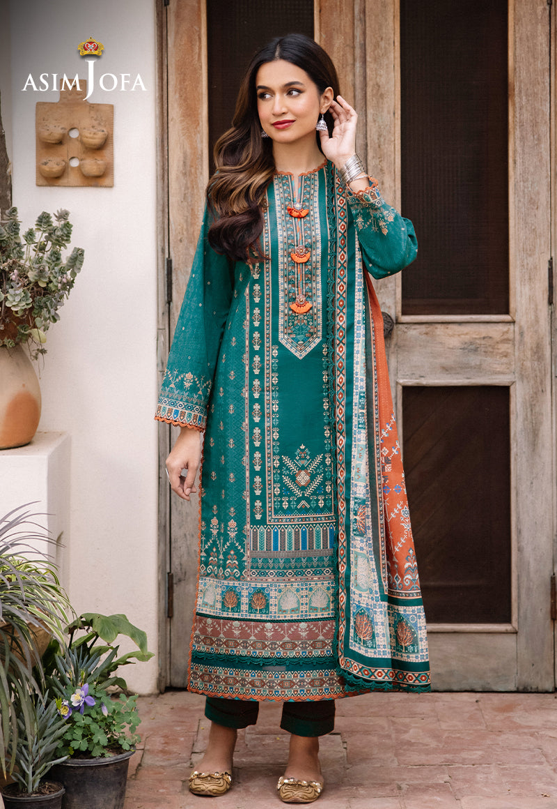 Asim Jofa 3 Piece Custom Stitched Suit - Blue - LB286661