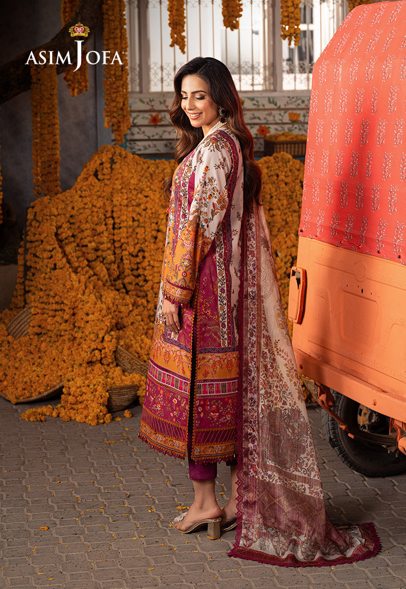 Asim Jofa 3 Piece Custom Stitched Suit - Pink - LB285891