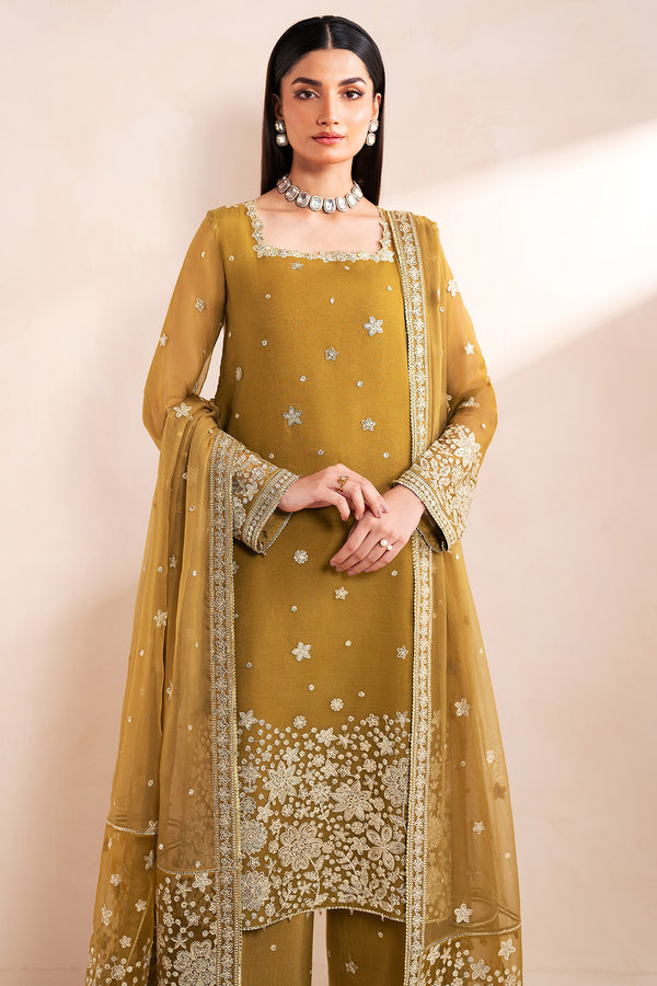 Farasha 3 Piece Custom Stitched Suit - Mustard - LB289068